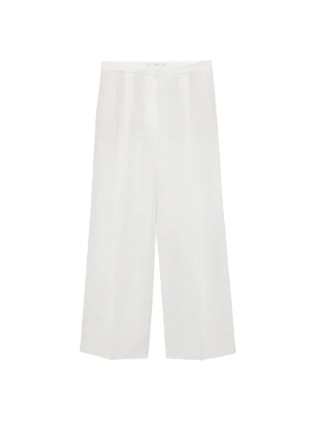 MANGO Pantaloni cu dungă amestacat alb