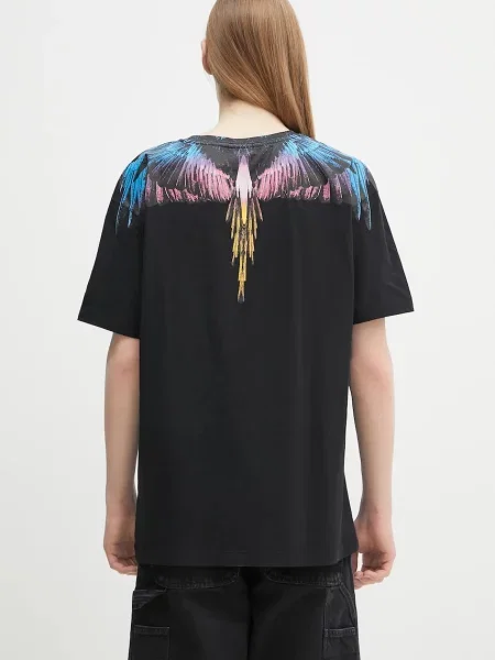 Marcelo Burlon póló Icon Wings Basic T-Shirt Black Pink fekete férfi nyomott mintás fehér