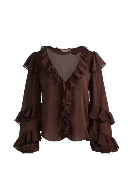 Bluză Alice + Olivia cu volane maro