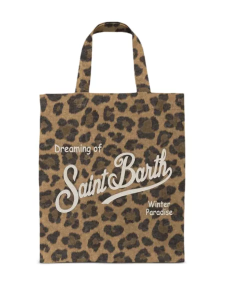 Geantă shopper Mc2 Saint Barth cu imagine cu model leopard maro