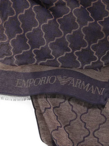 Κασκόλ Emporio Armani με κρόσσια μπλε