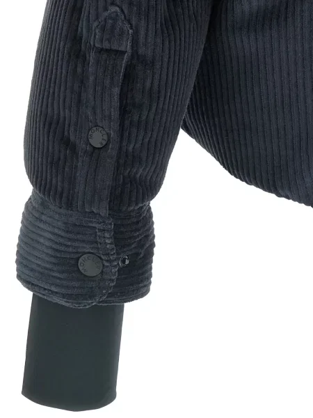 Geacă cu puf Moncler Grenoble de catifea cord albastru
