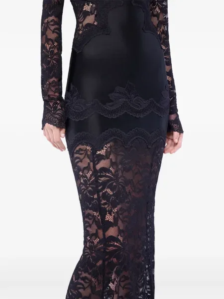 Rochie maxi Rabanne din dantelă lungă de costum negru