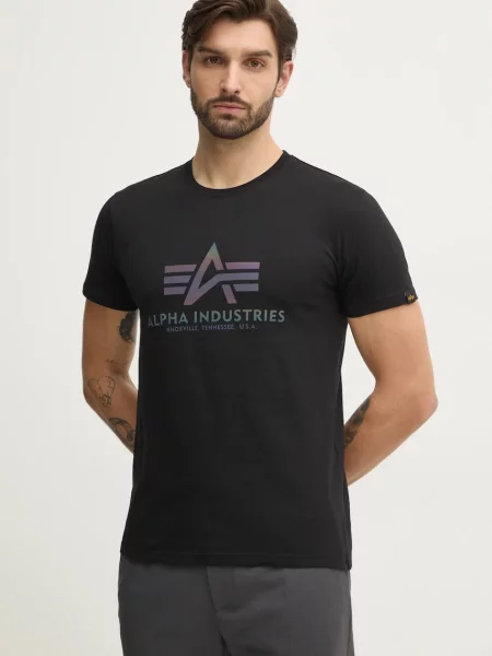 Tričko Alpha IndustriesBasic Rainbow Reflective black černé