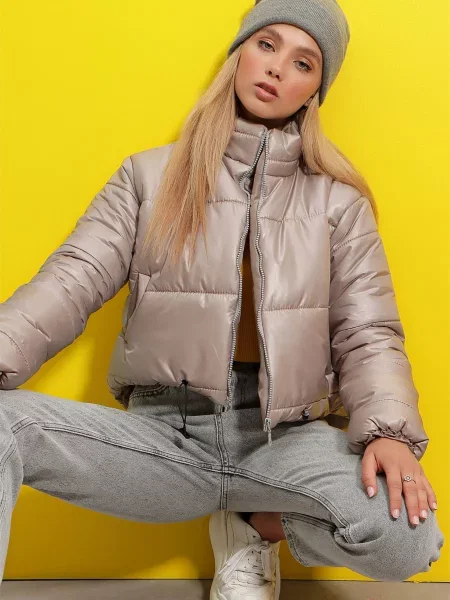 Trend Alacati Stili Демісезонна куртка Світло-сірий сіра