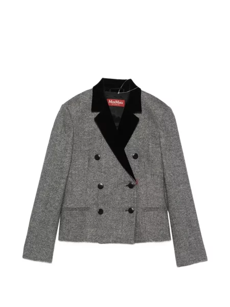 Sacou Max Mara de catifea cu două rânduri de nasturi negru