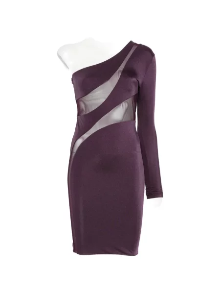 Rochie mini Mazzei plasă cu un umăr gol violet