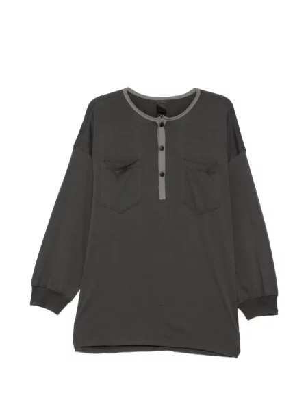 Tricou The Viridi-anne cu guler henley gri