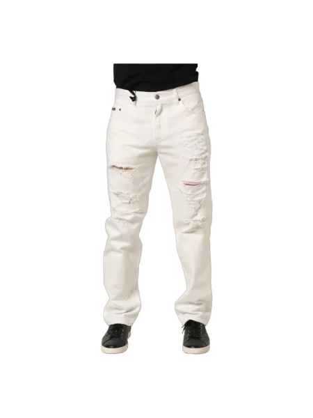 Jeansy straight leg Dolce And Gabbana białe