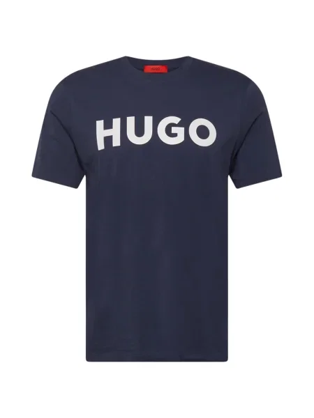 HUGO Tricou albastru închis alb