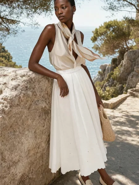Weekend Max Mara Пола с лен PIO бежово