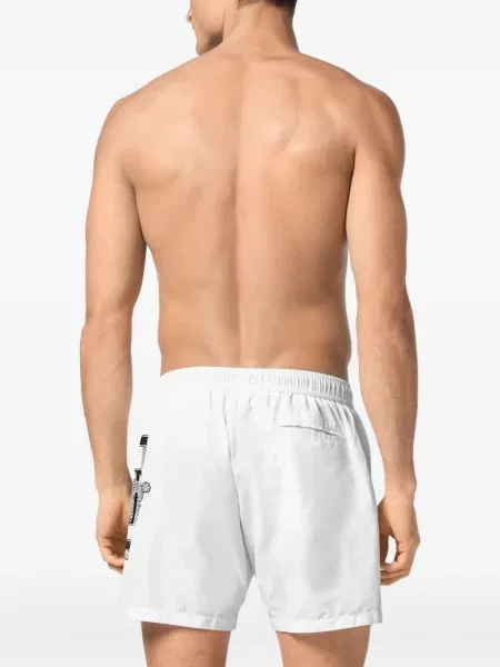Slip de baie Philipp Plein cu imagine alb