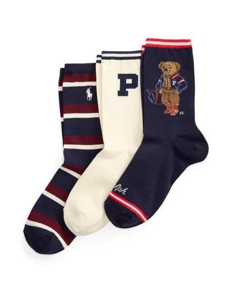 Polo Ralph Lauren Ponožky námořnická modř / hnědá / červená bílá