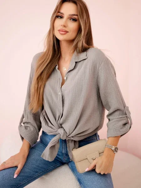 Cămașă Kesi Włoski din muselină maro