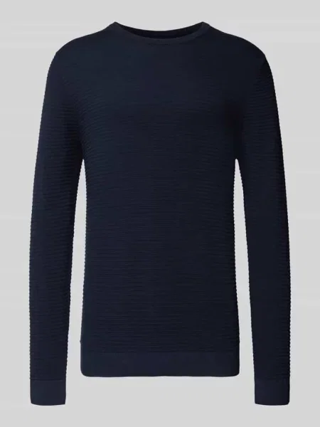 Sweter z dzianiny z okrągłym dekoltem model ‘OTTO’ Jack & Jones granatowy
