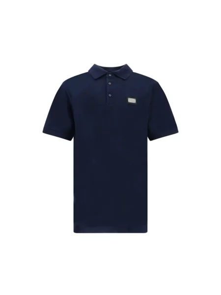 Koszulka polo Dolce And Gabbana z krótkim rękawem niebieska