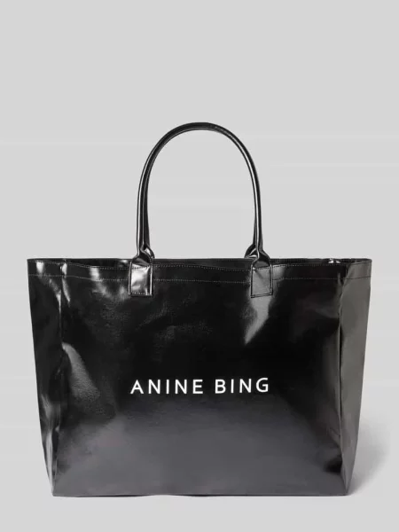 Shopperka Anine Bing płócienna z logo czarna