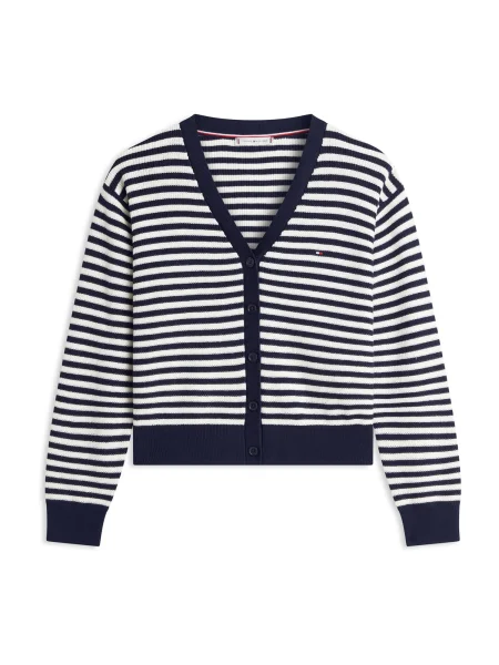 TOMMY HILFIGER Pletena jopa mornarska bela