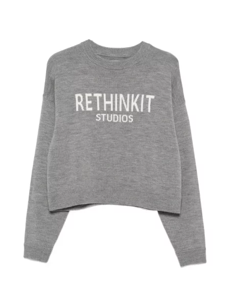 Pulover Rethinkit Studios tricotate cu autograf gri