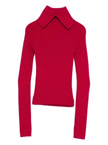 Kołnierzykowy top Iceberg prążkowany czerwony