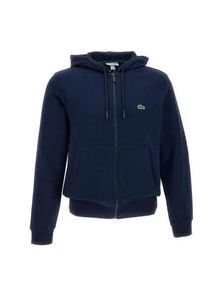 Bluza rozpinana Lacoste z kapturem z długim rękawem niebieska