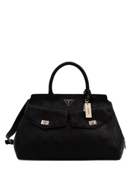 Geantă shopper Guess cu autograf negru