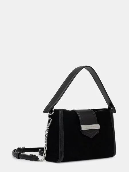 Karl Lagerfeld crossbody torbica semišasta črna