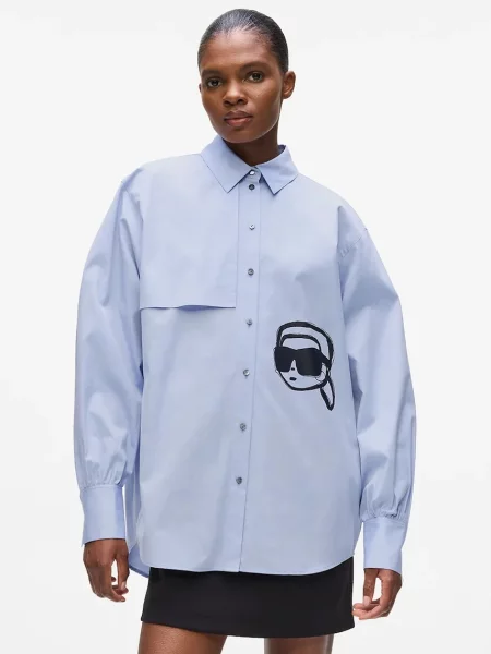 Karl Lagerfeld cămașă cu guler clasic relaxed negru