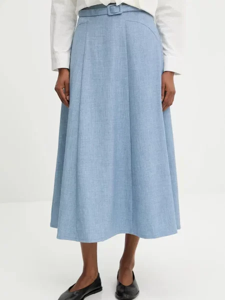 Answear.LAB spódnica midi rozkloszowana niebieski