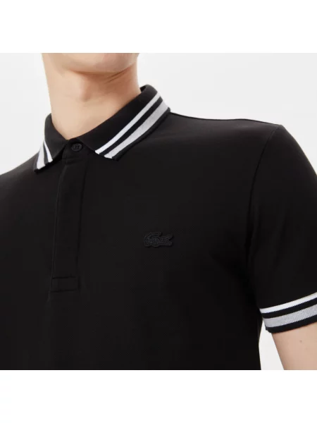 Lacoste Koszulka Polo W Paski Slim Fit czarna