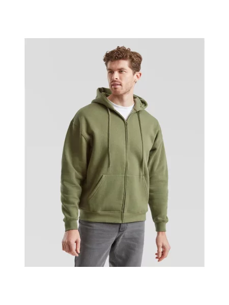 Bluza z kapturem i zamkiem błyskawicznym Fruit of the Loom Premium zielona