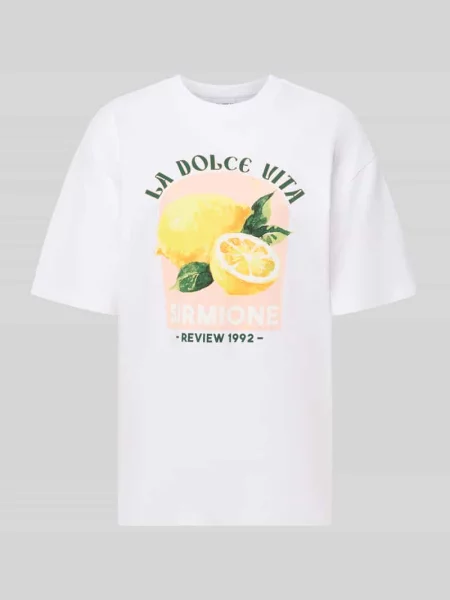 T-shirt z tylnym nadrukiem z motywem Review biała