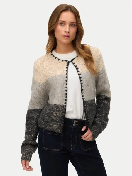 VERO MODA Kardigán VMJenna / sivá / tmavosivá béžová