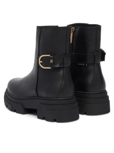 Škornji Tommy Hilfiger Leather Chunky Th Buckled Boot črna