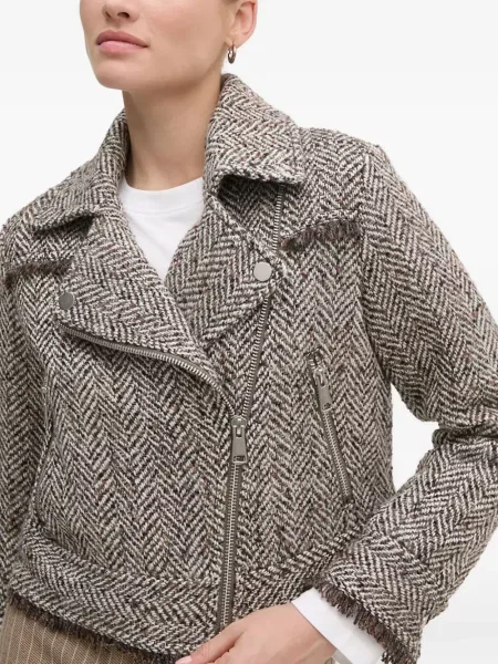 Geacă Sisley cu model herringbone gri