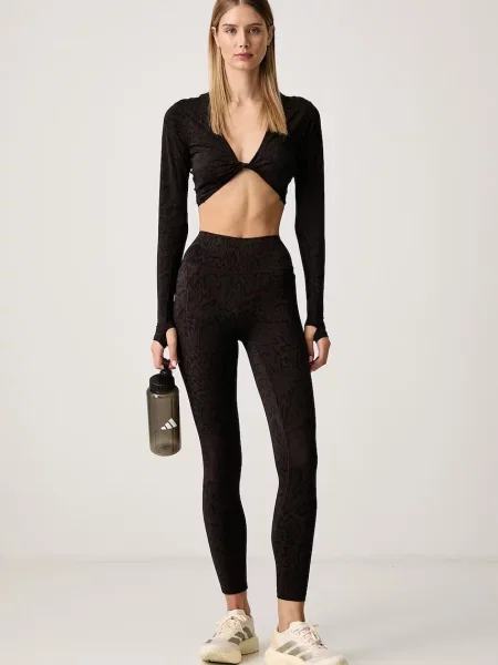 Pantaloni Adidas Performance cu model piele de șarpe negru