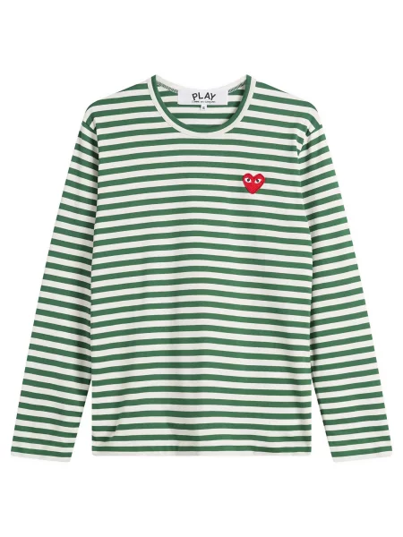 Koszulka Comme Des Garcons Play w paski z autografem biała