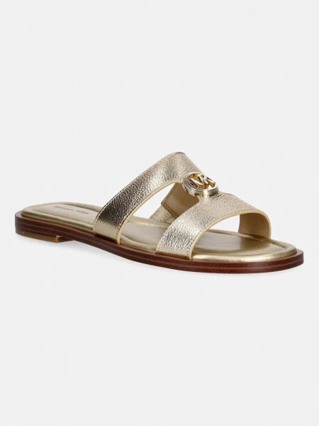 MICHAEL Michael Kors natikači usnjeni Erin Flat Sandal zlata