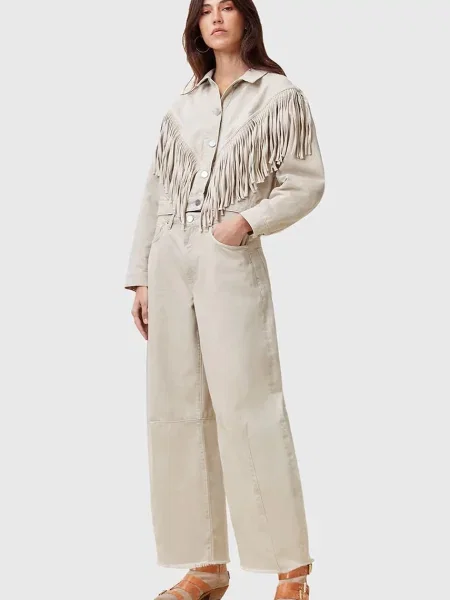 Дънки AllSaints JETT с висока талия бежово