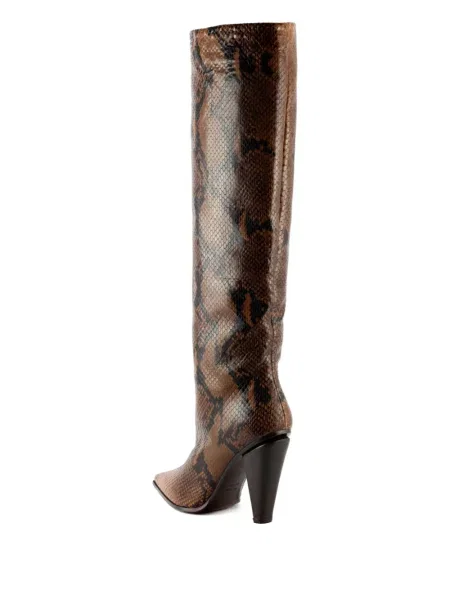 Botine Roberto Festa cu imagine cu model piele de șarpe maro