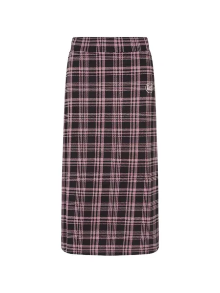 Fustă midi Ea7 Emporio Armani în carouri cu imagine negru