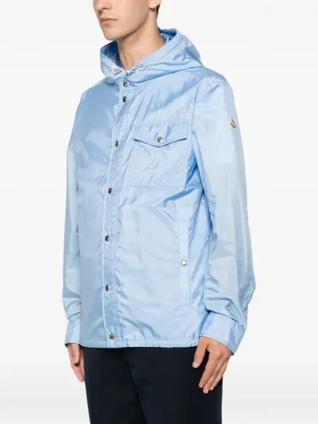 Geacă Moncler cu glugă albastru