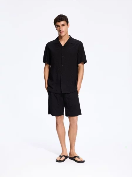 Reserved Сорочка з візерунком regular fit чорний