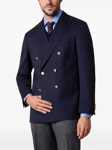 Vlněné dvouřadé sako Brooks Brothers modré
