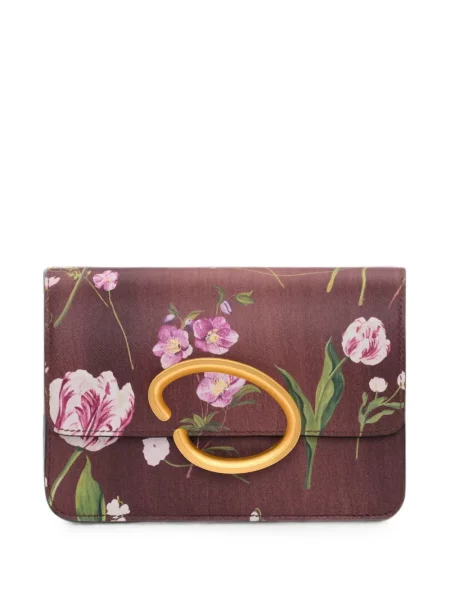 Geantă plic Oscar De La Renta cu model floral cu imagine maro