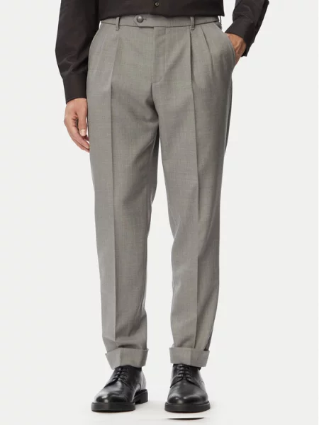 BOSS Hlače na rob Tapered Fit siva