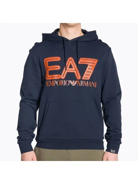 Мъжки суитшърт Emporio Armani Train Logo Series Oversize Logo Hoodie Coft navy blue синьо