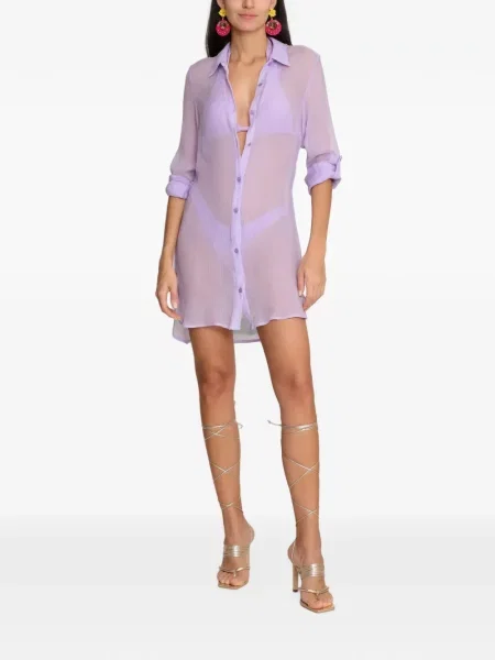 Rochie tip cămașă Amir Slama de mătase violet
