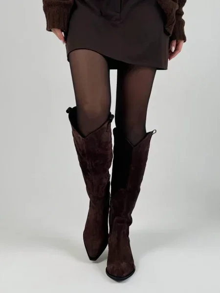 Замшевые сапоги 105.store коричневые