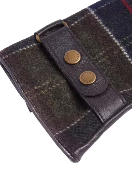 Mănuși Barbour din piele în carouri maro
